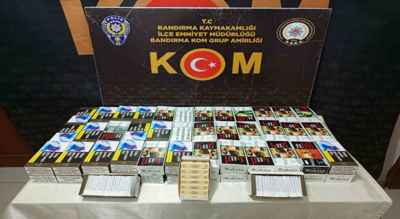 Bandırmada kaçak makaron operasyonu