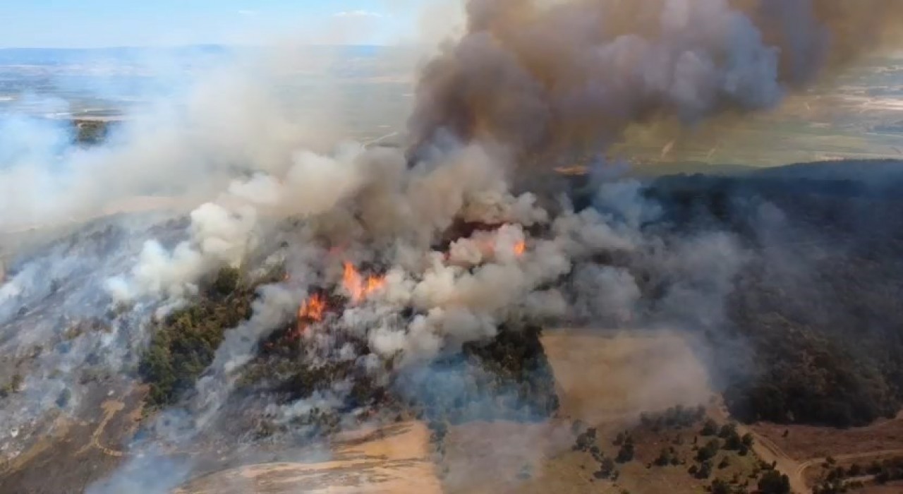 Bursada orman yangını havadan görüntülendi