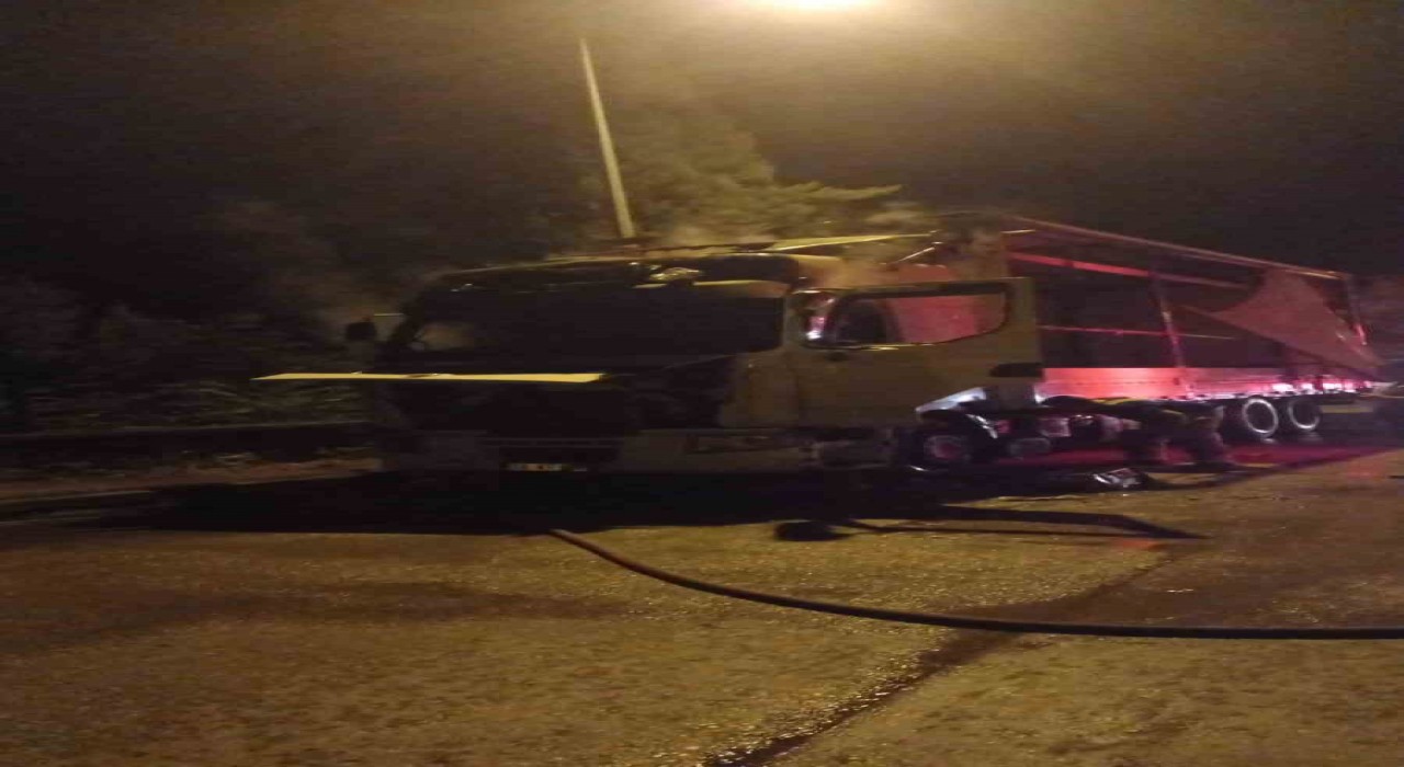 Bursada park halindeki tır alev alev yandı