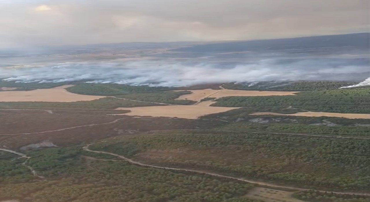 Çanakkalede devam eden orman yangınına havadan ve karadan yoğun müdahale devam ediyor