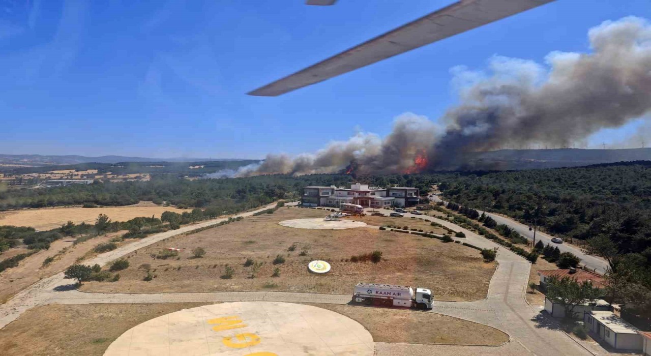 Çanakkalede tarım arazisinde başlayan yangın ormanlık alana sıçradı