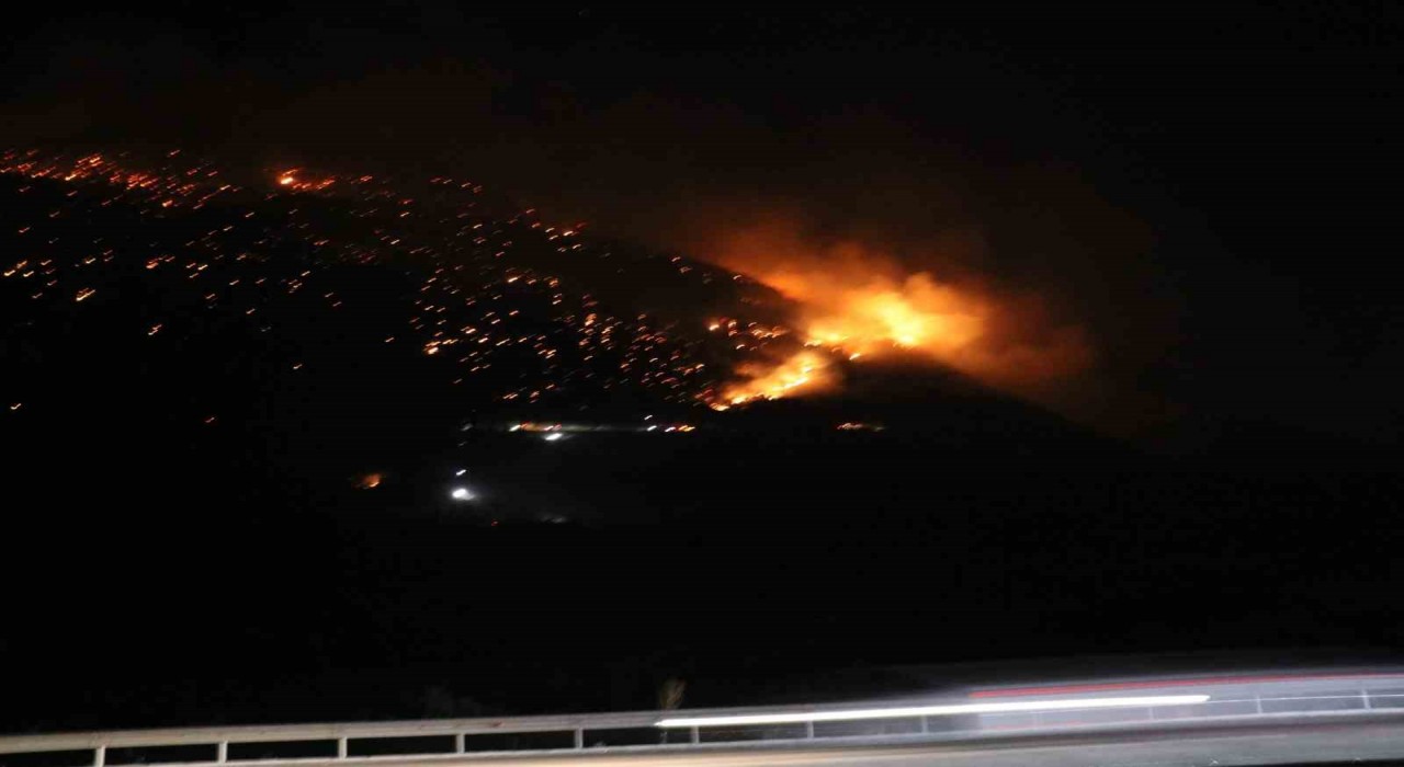 Denizlide orman yangınına gece karadan müdahale sürüyor