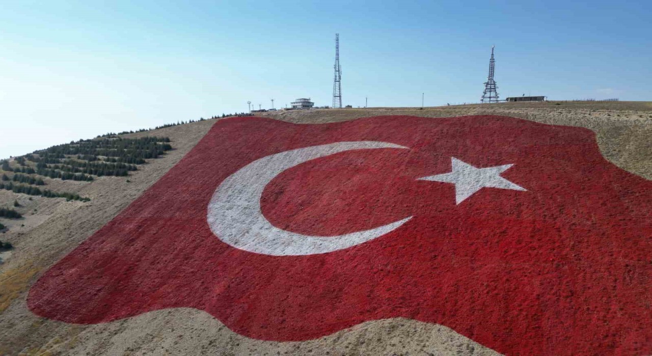 Dünyanın en büyük Türk bayrağı Ahır Dağına yapıldı, savaş uçakları selamladı