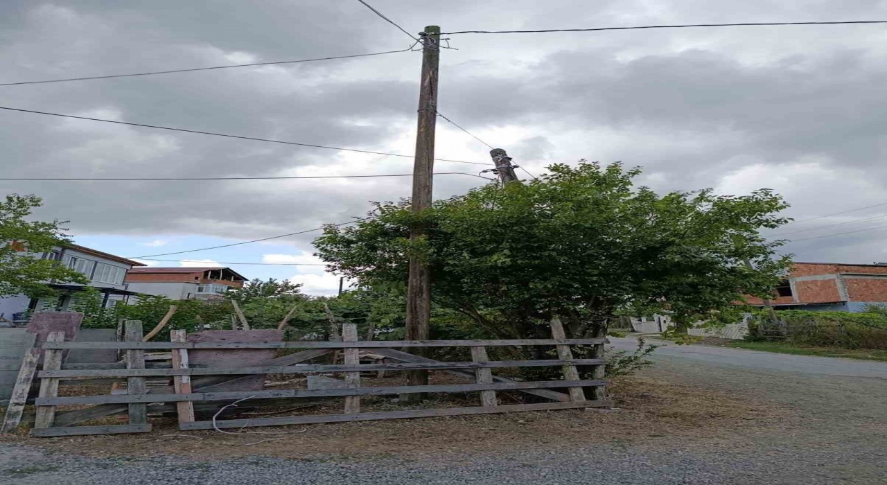 Eğik duran elektrik direği düzeltildi