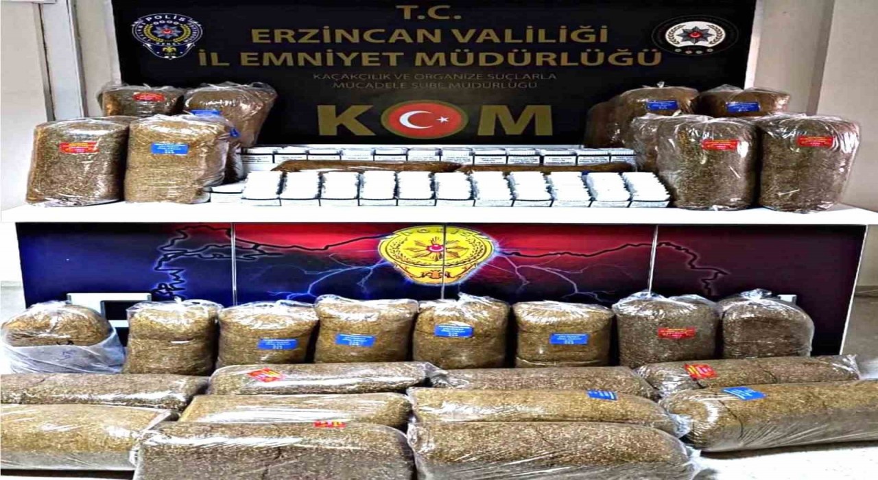 Erzincanda 480 paket kaçak tütün ele geçirildi