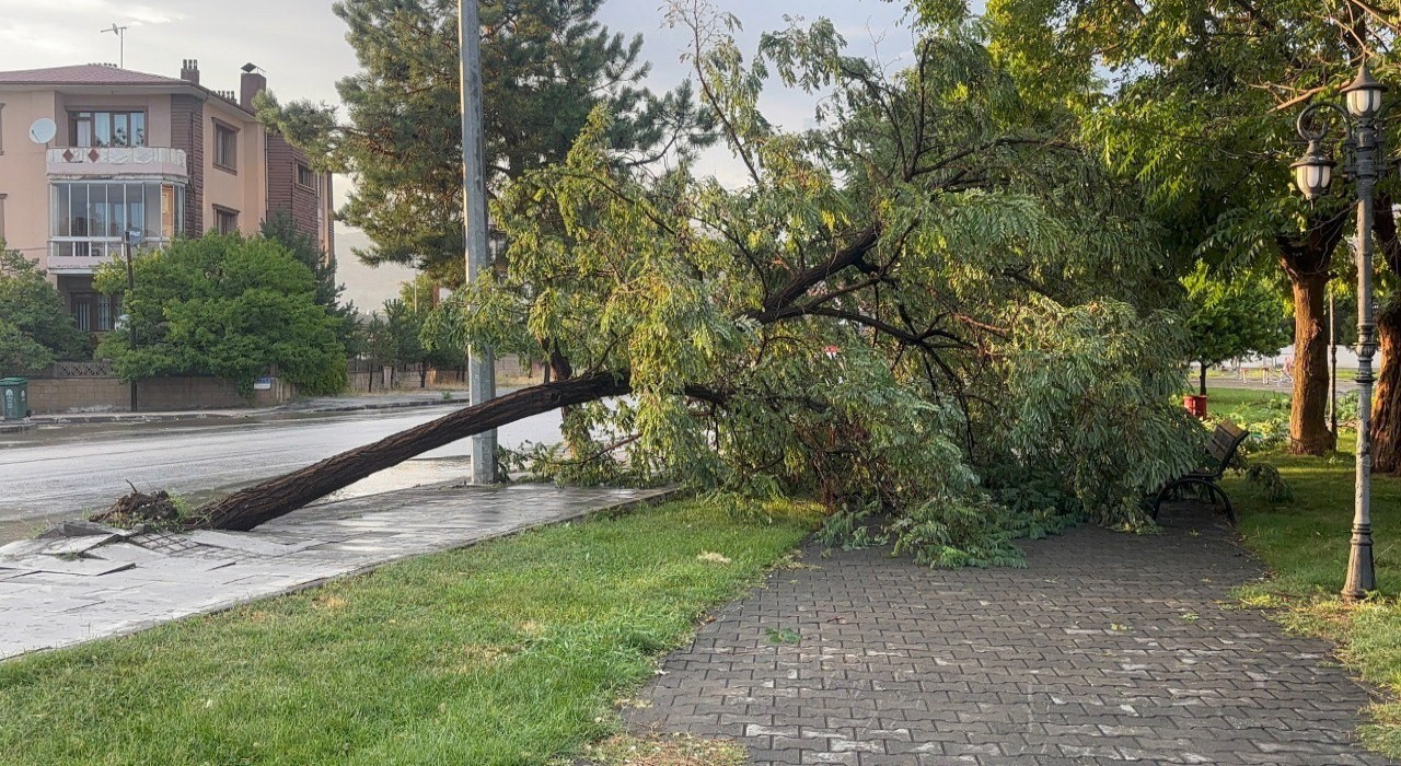 Erzincanda sağanak ve fırtına hayatı felç etti