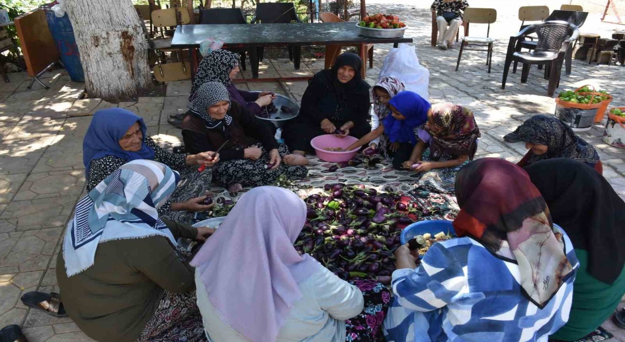 Gaziantepte kadınların imece usulü kurutmalık telaşı