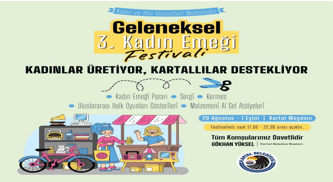 Geleneksel 3. Kadın Emeği Festivalinde kadınlar üretiyor, Kartallılar destekliyor