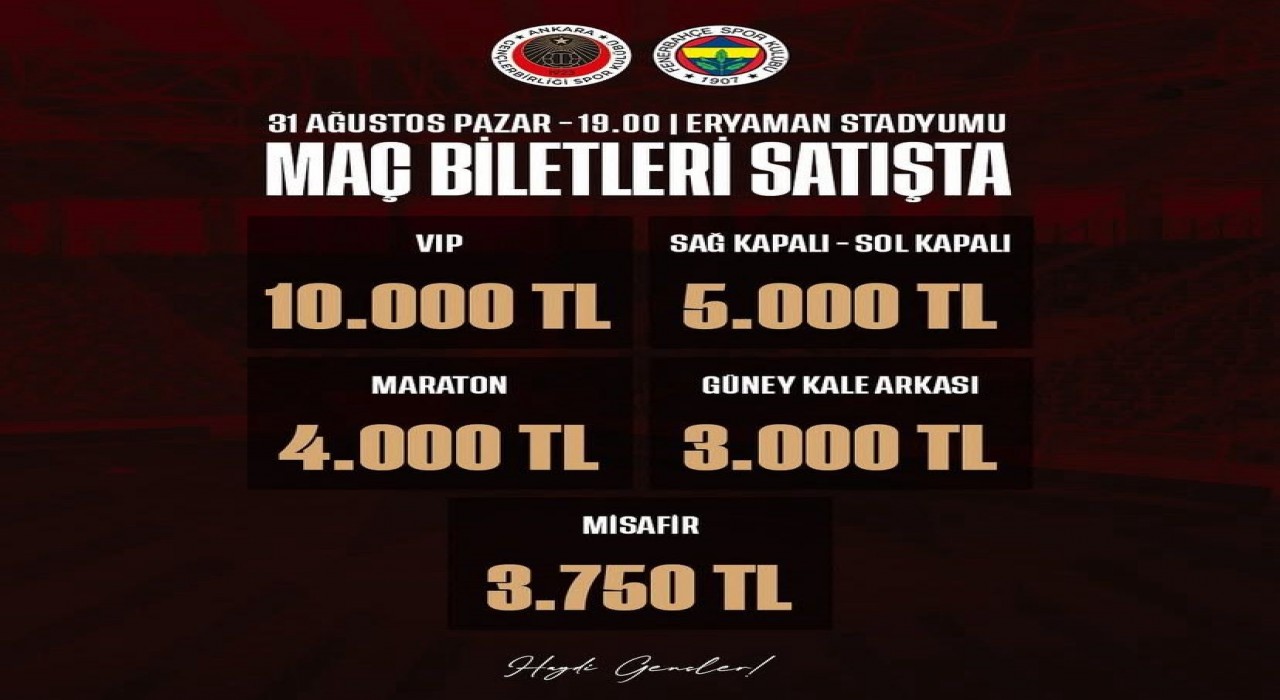 Gençlerbirliği, Fenerbahçe maçının biletlerini 10 kat pahalı satıyor