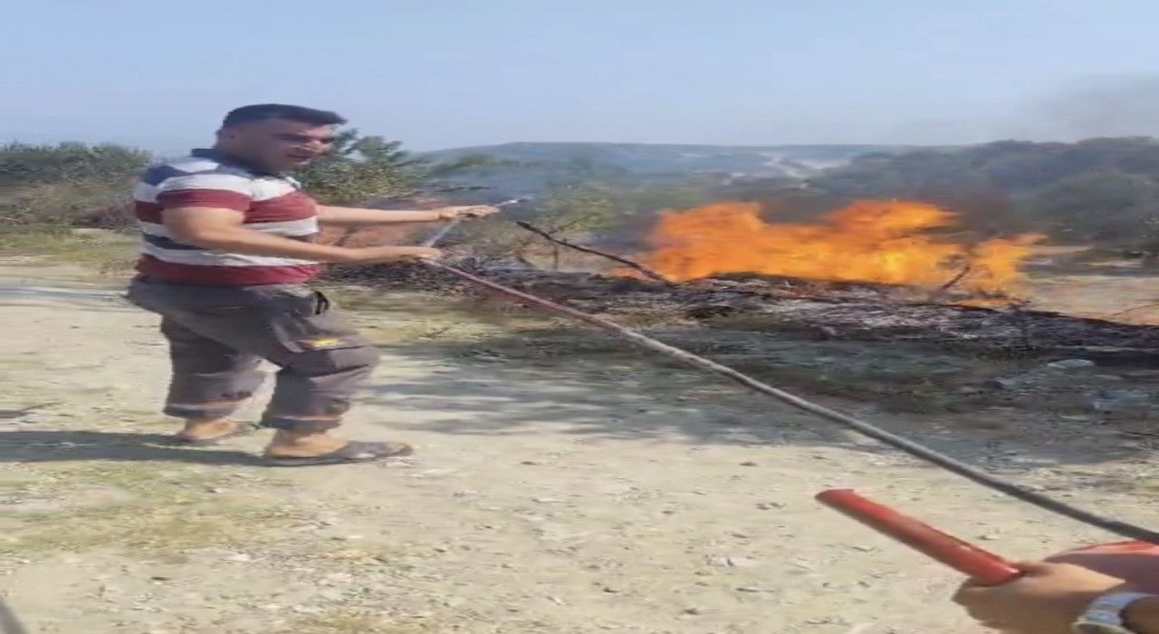 Hatayda sıcaktan kopan elektrik teli yangına neden oldu