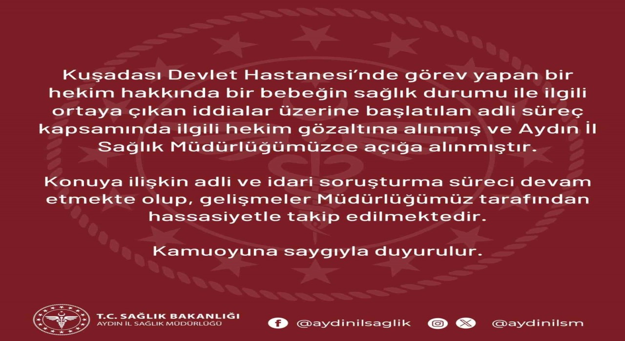 İl Sağlık Müdürlüğünden Kuşadasındaki bebek iddiasıyla ilgili açıklama