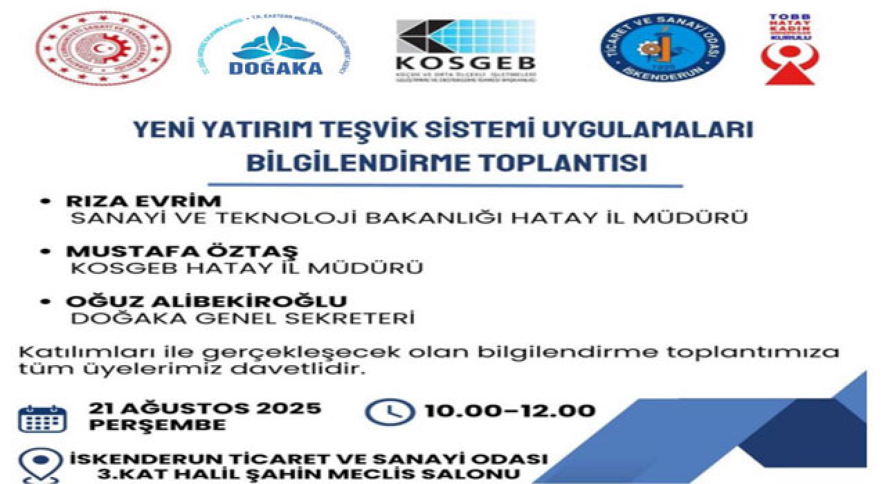 İskenderun TSO’da Yerel Kalkınma Hamlesi Anlatılacak