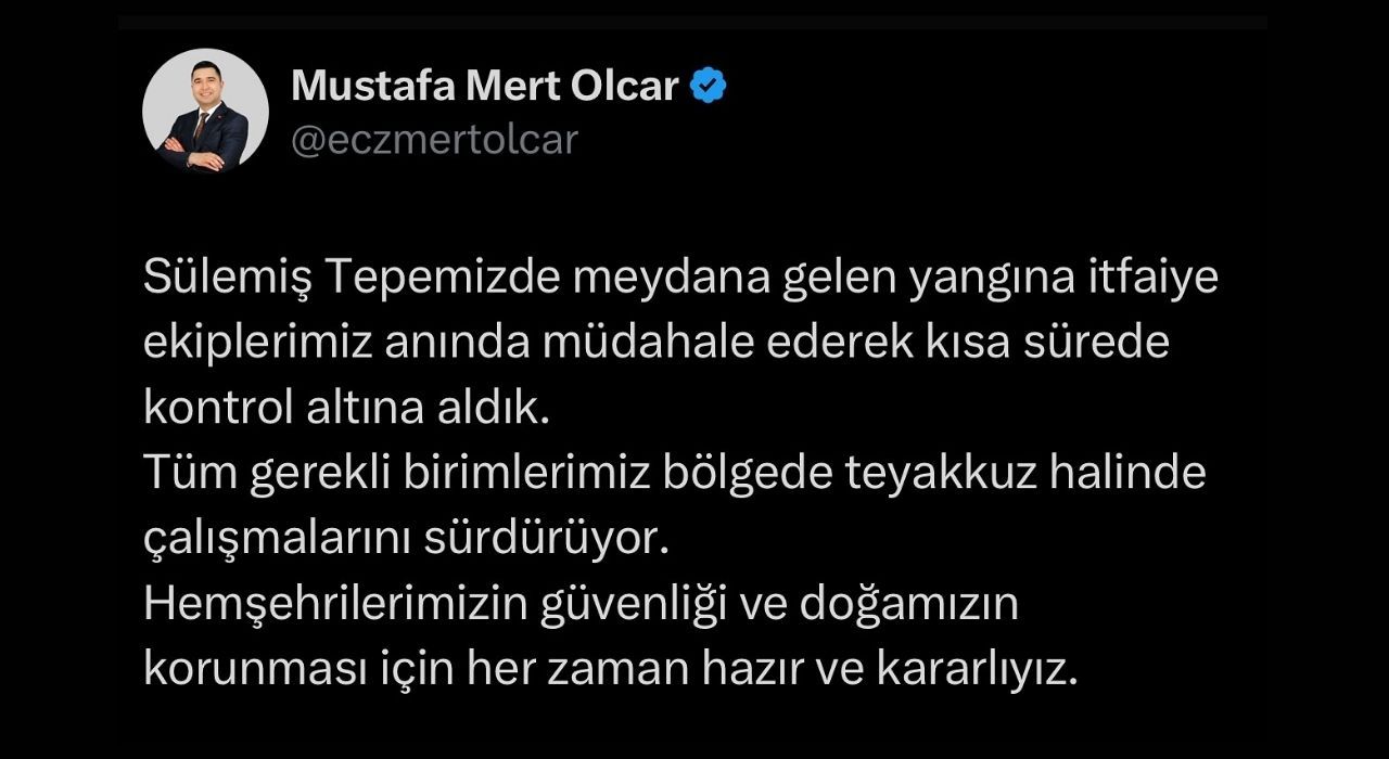 Kadirli’deki Yangın Kısa Sürede Kontrol Altına Alındı