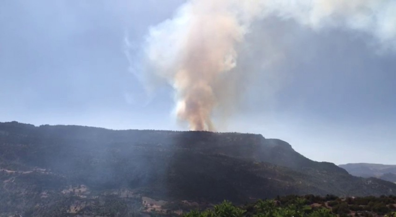 Karamanda çıkan orman yangınına havadan ve karadan müdahale ediliyor
