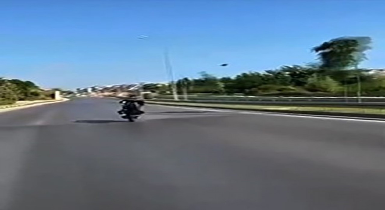 Karayolunda tek teker şov pahalı maloldu