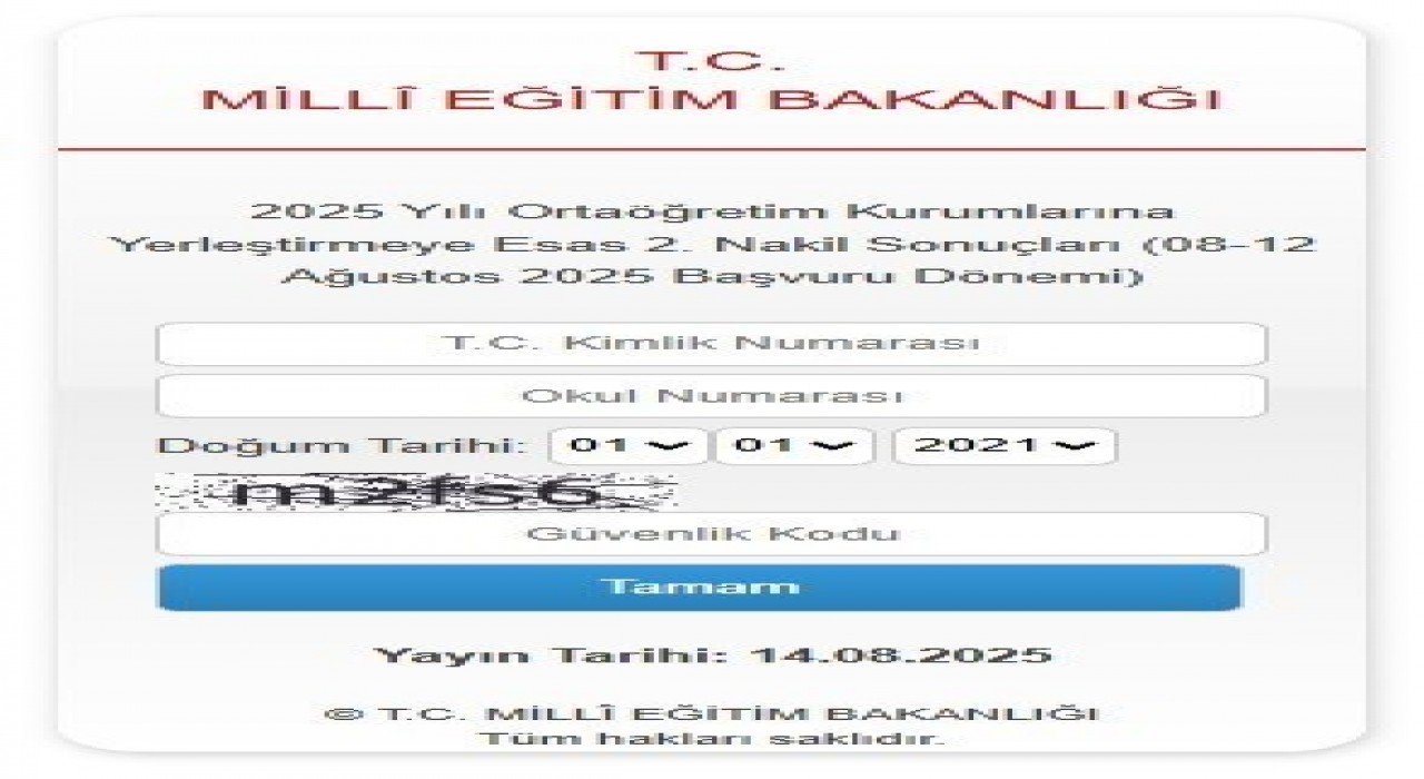 LGS kapsamında yerleştirmeye esas 2nci nakil sonuçları açıklandı