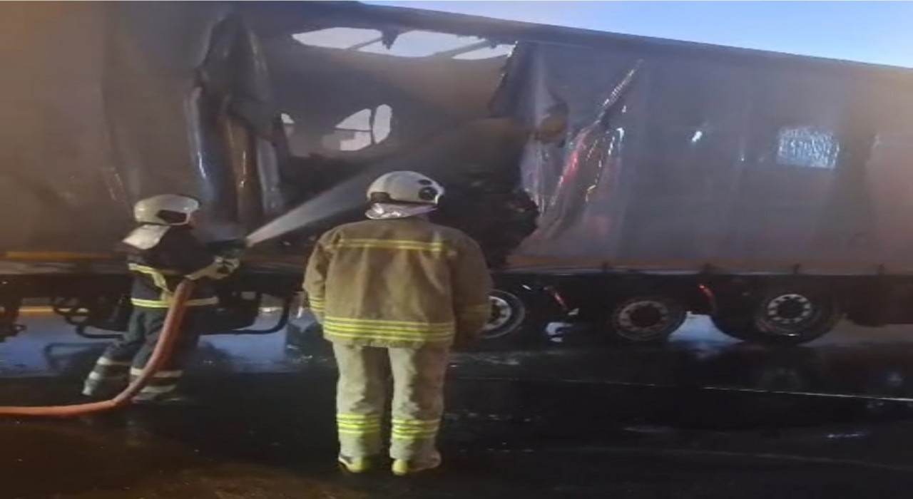 Mardinde seyir halindeki tır alev aldı