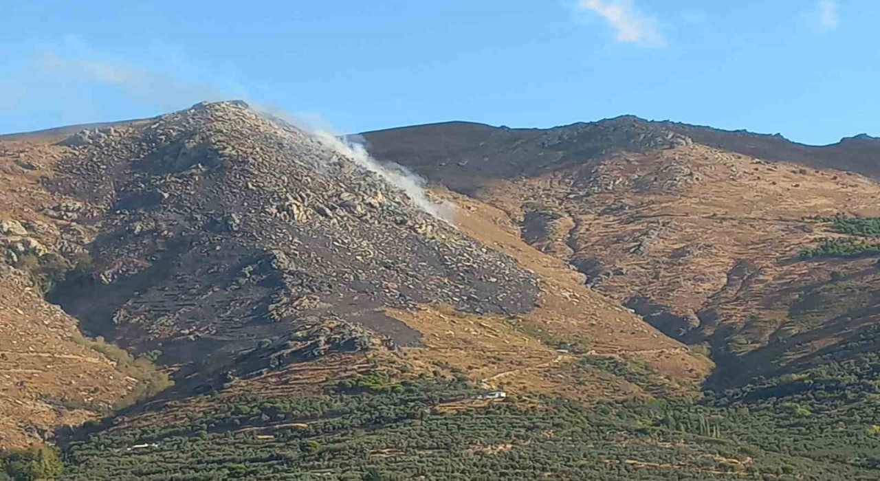 Marmara Adasındaki arazi yangınında soğutma başladı
