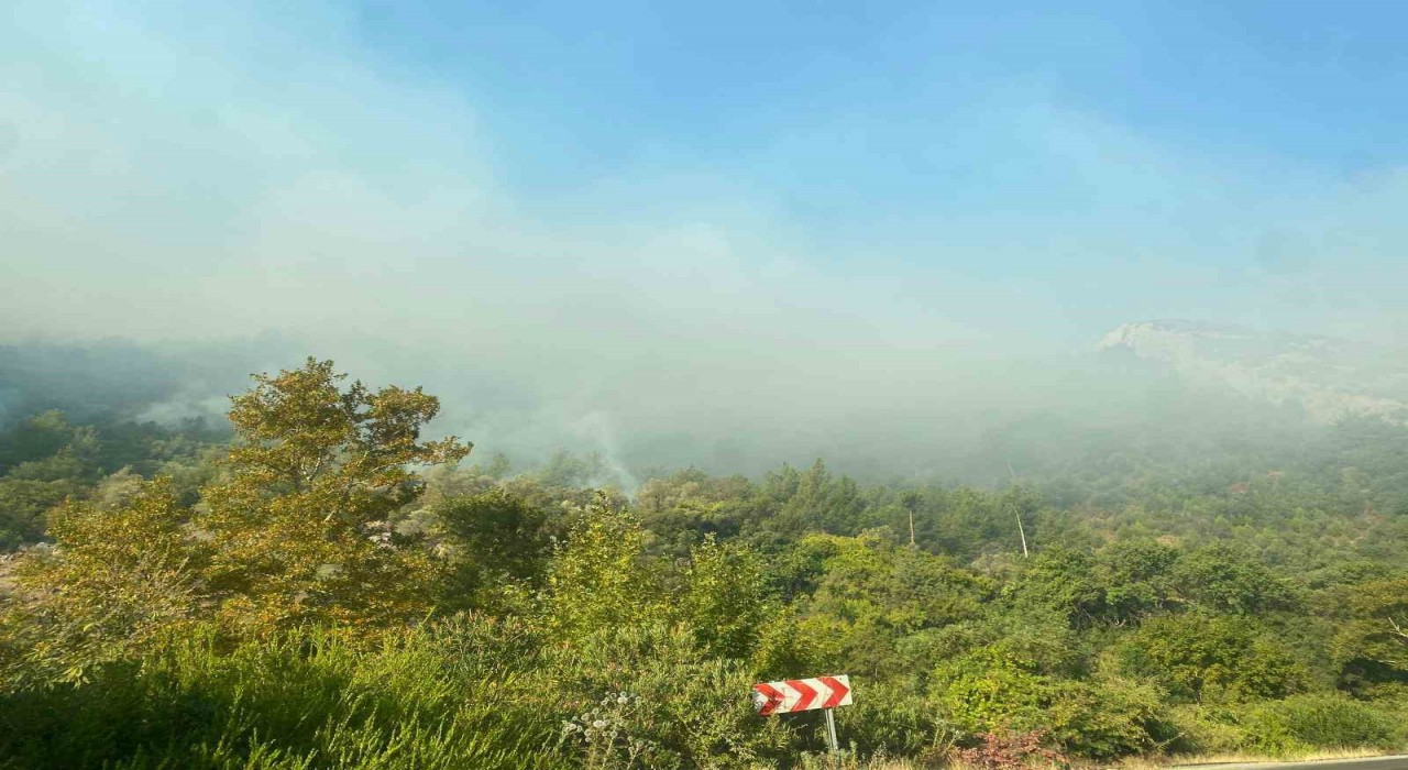 Mersin Anamurdaki orman yangını sürüyor, ekipler havadan ve karadan müdahale ediyor