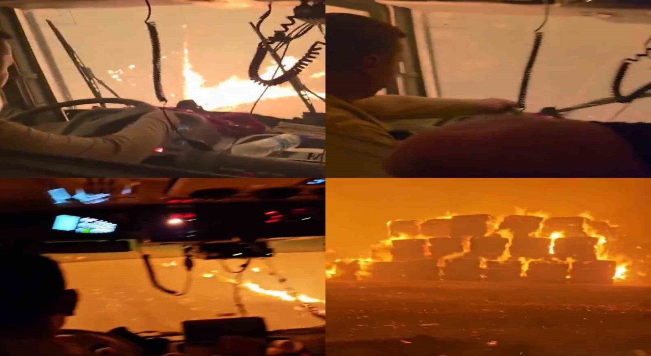 Mersindeki orman yangınında ekiplerin zor anları kameraya yansıdı