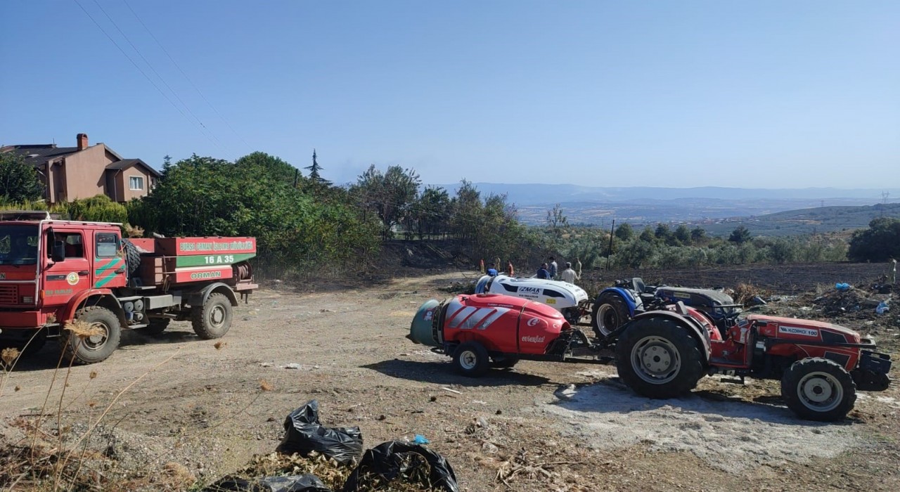 Mudanyada çöplük yangını büyümeden söndürüldü