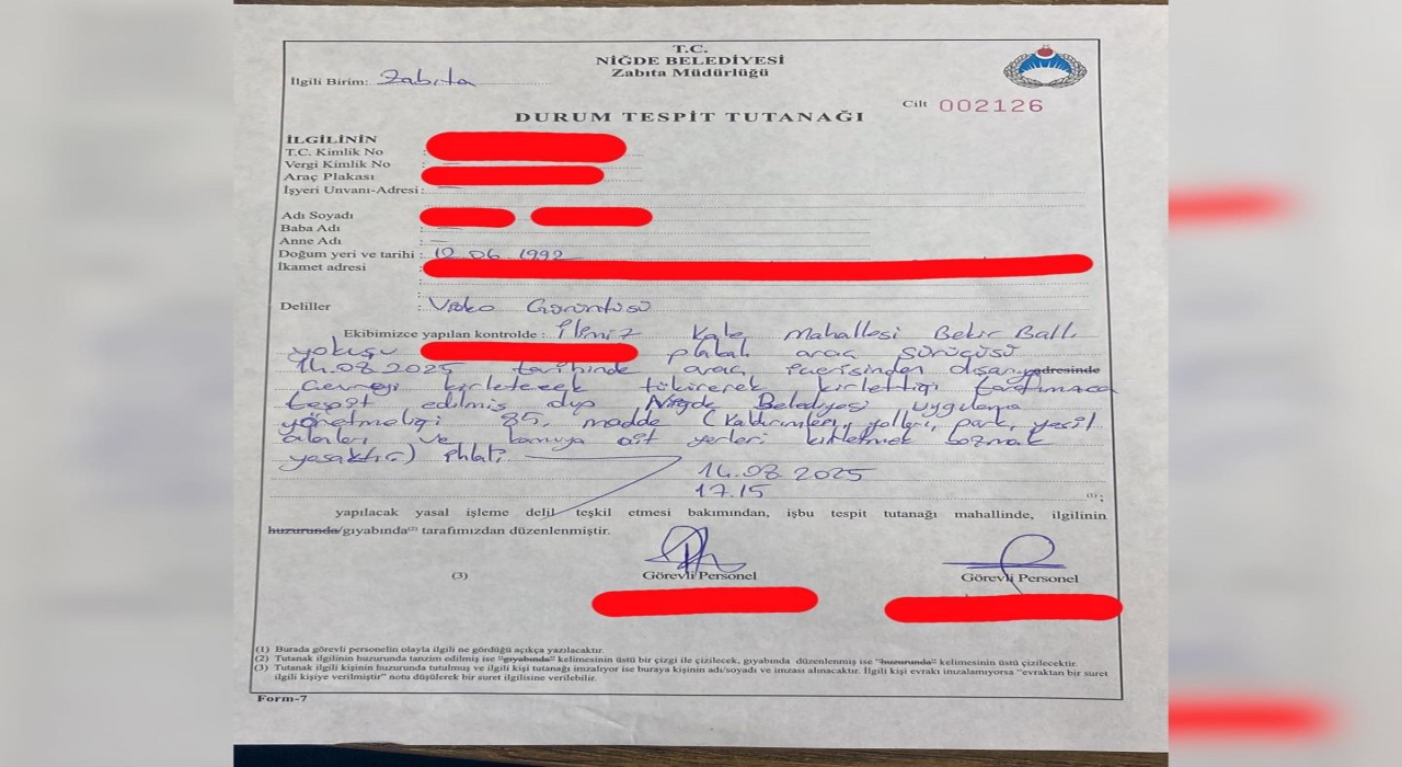 Niğdede yere tüküren vatandaşa ceza kesildi