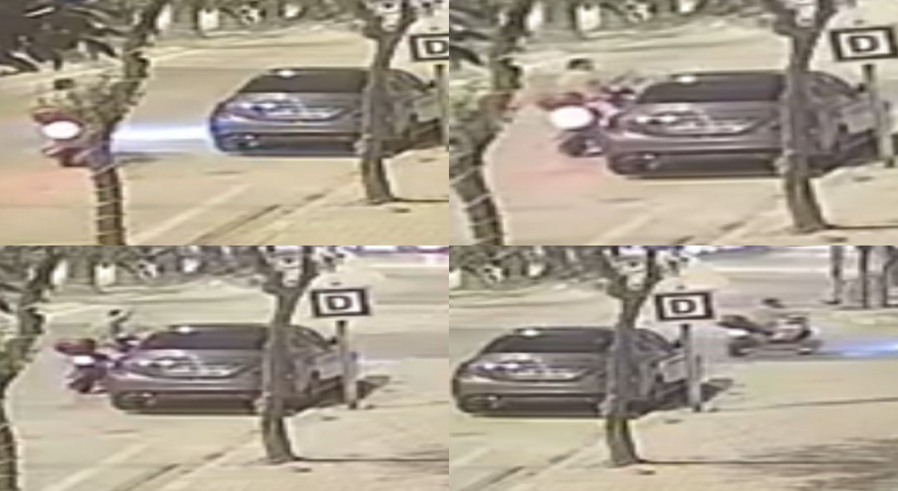 O anlar kamerada: Park halindeki araca saldırdı polisi görünce kaçtı