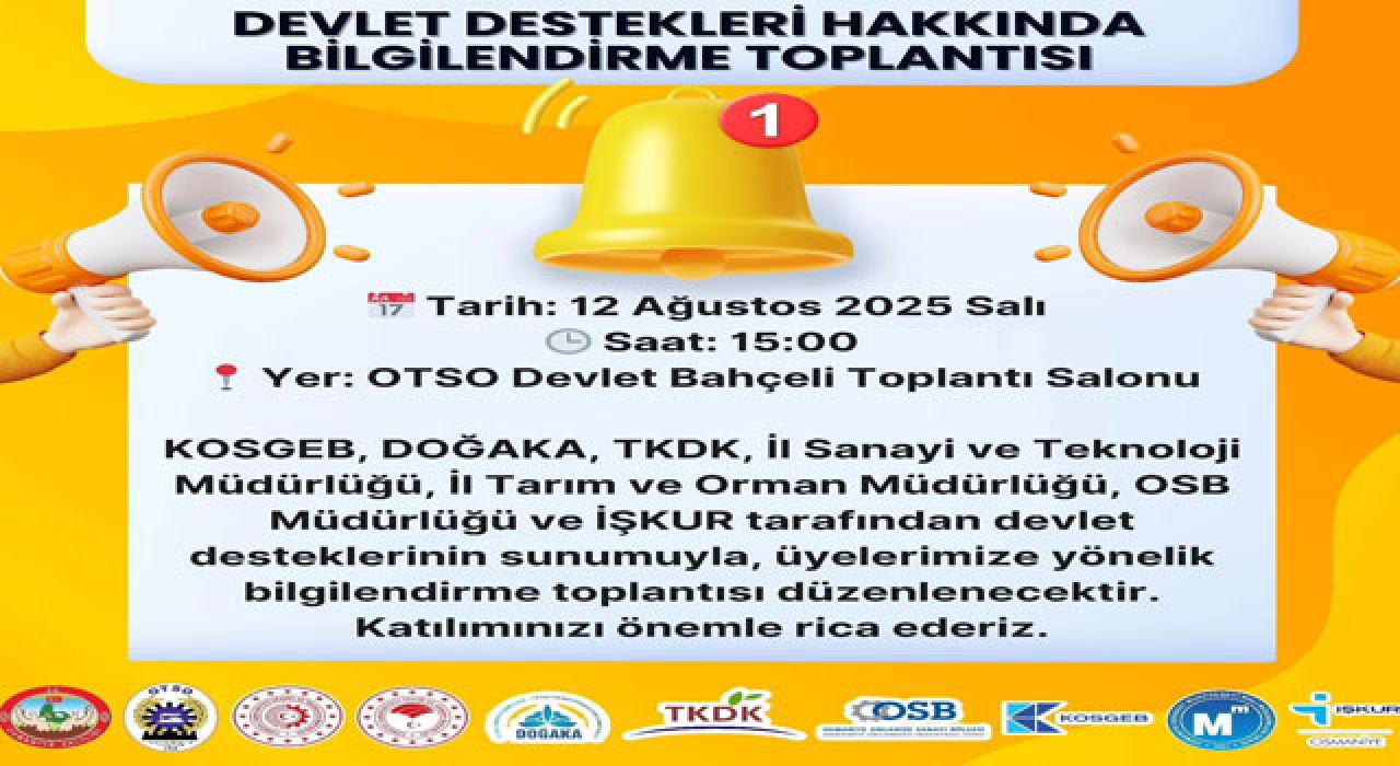 Osmaniye’de Devlet Destekleri Tanıtılacak