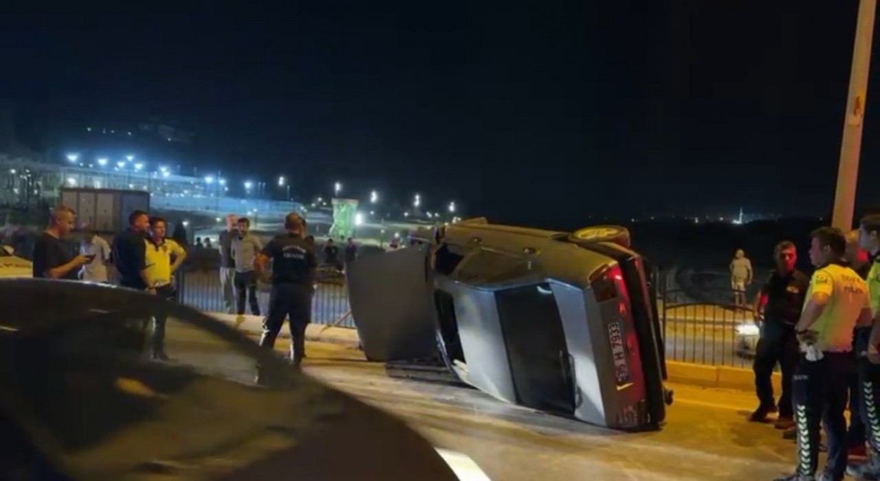 Otomobil kontrolden çıkarak takla attı: 1 yaralı