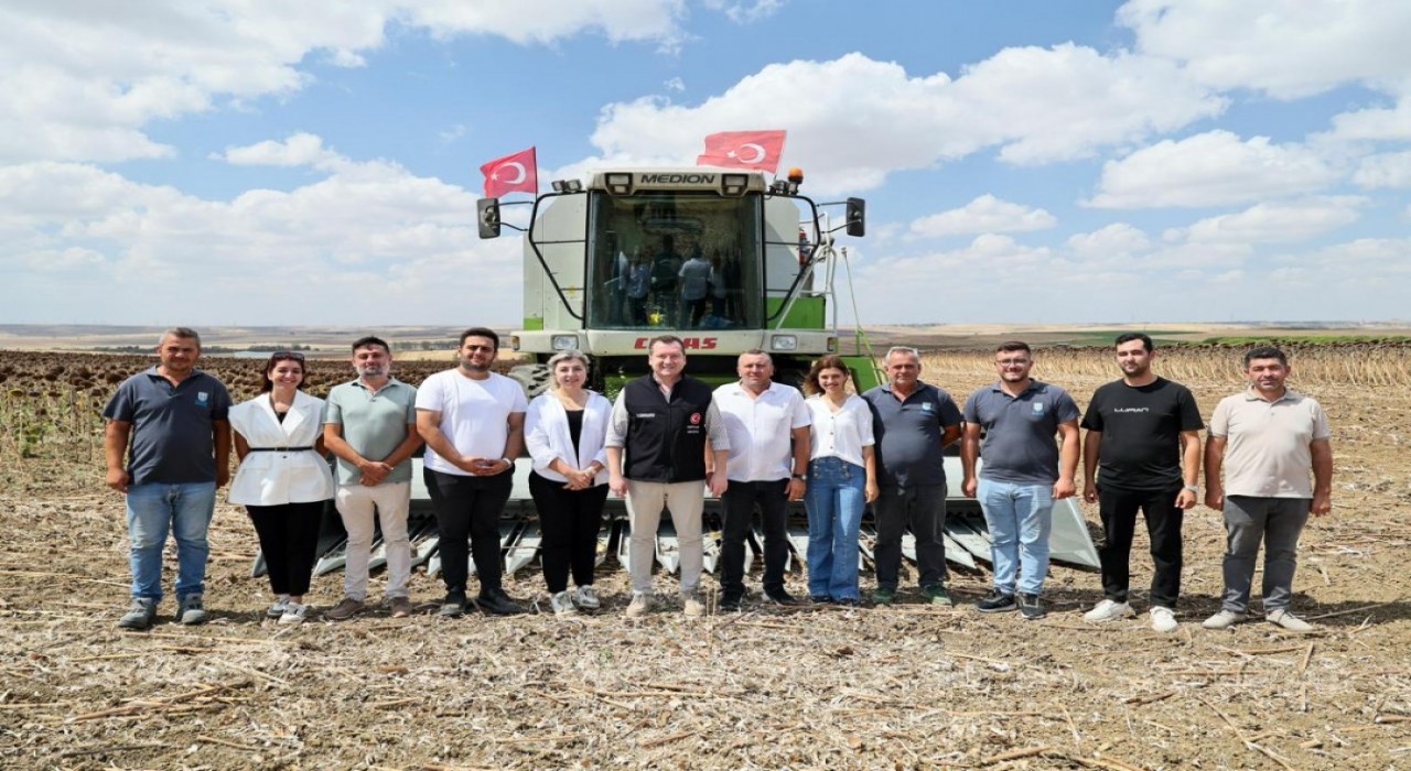 Silivride yaklaşık bin 500 dekar alanda ayçiçeği hasadı başladı