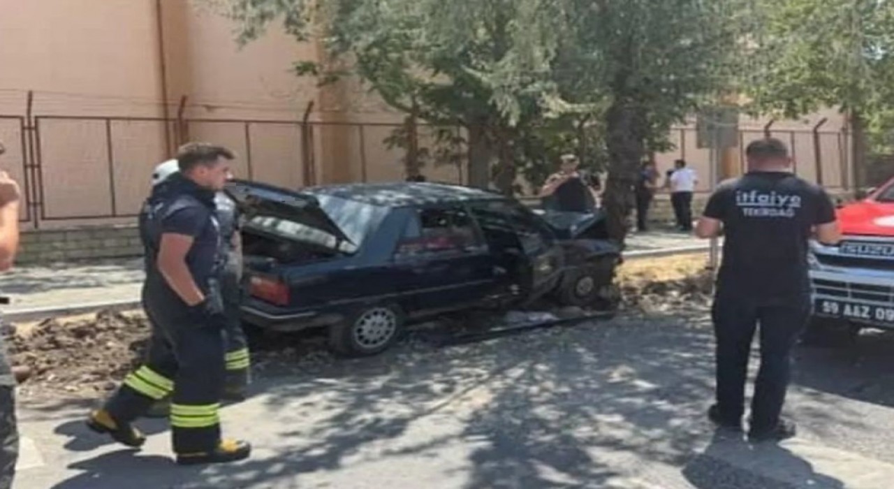 Tekirdağda ağaca çarpan otomobilin sürücüsü yaralandı