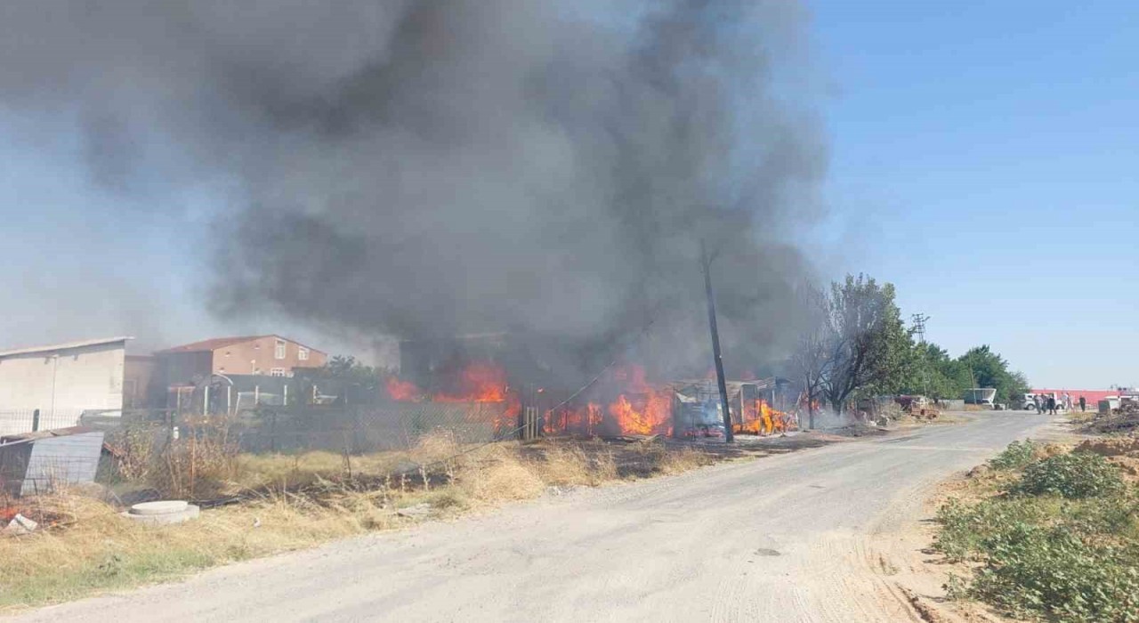 Tekirdağda çiftlik deposu alev alev yandı
