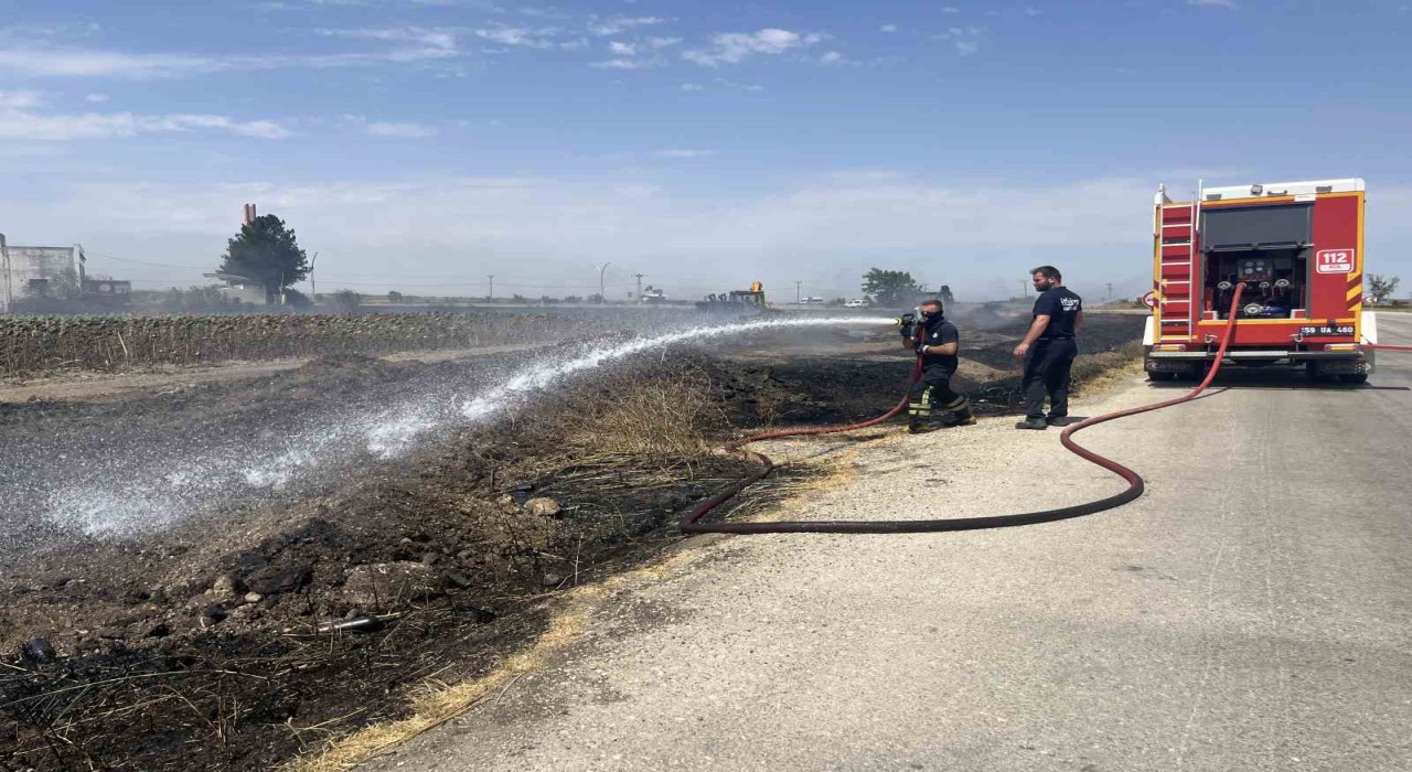 Tekirdağda çıkan yangın korkuttu