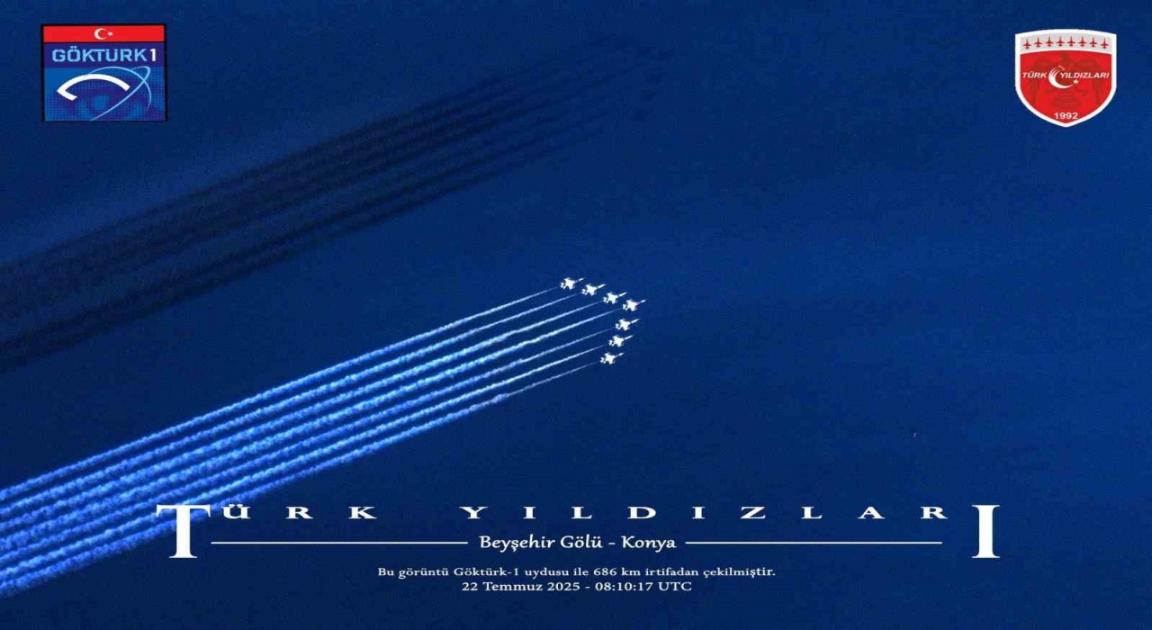 Türk Yıldızlarının Beyşehir Gölü üzerinde uçuşu uydu tarafından fotoğraflandı