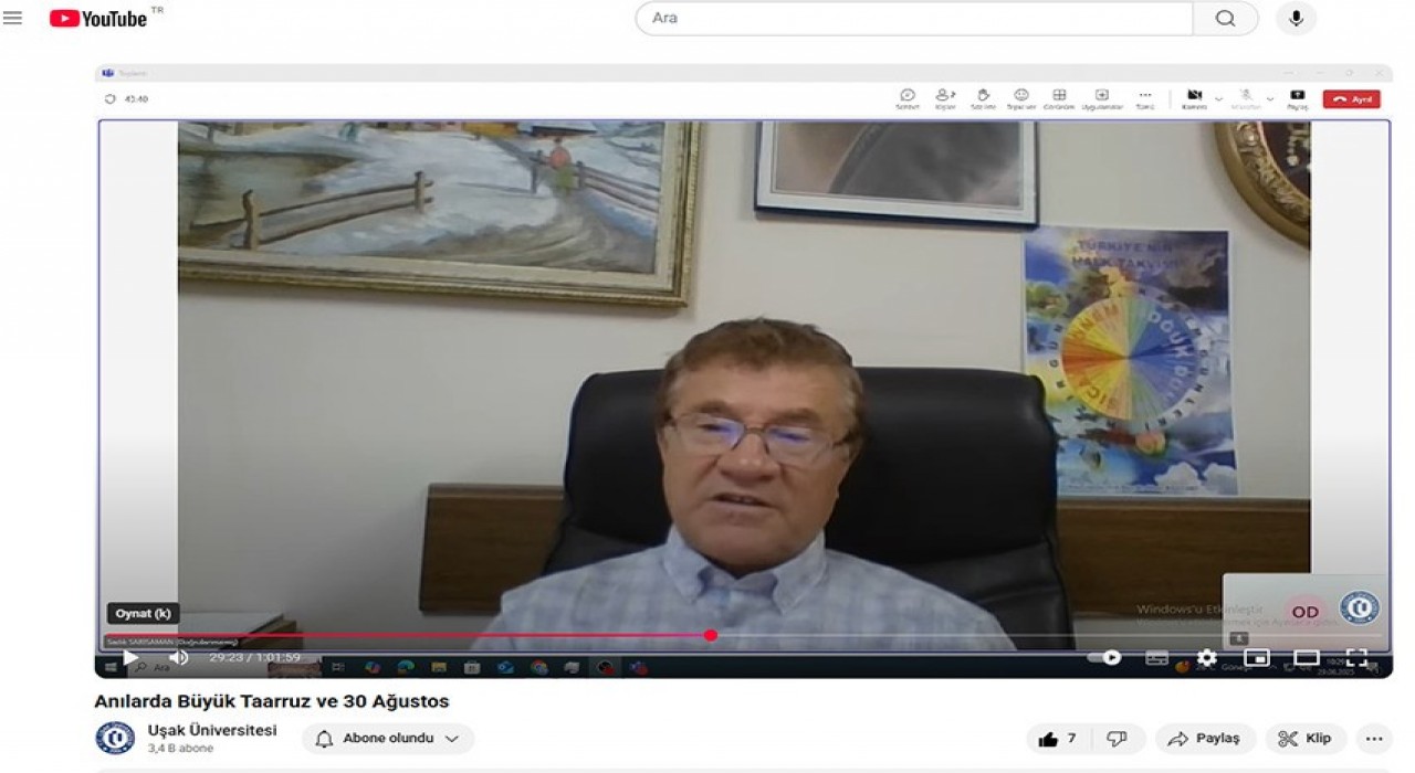 Uşak Üniversitesinde Anılarda Büyük Taarruz ve 30 Ağustos konferansı gerçekleştirildi