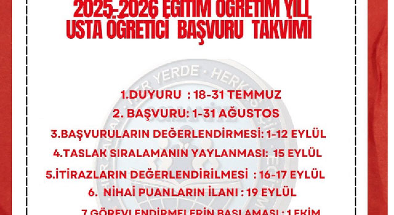 Usta Öğretici Başvurularının Son Günü Belli Oldu