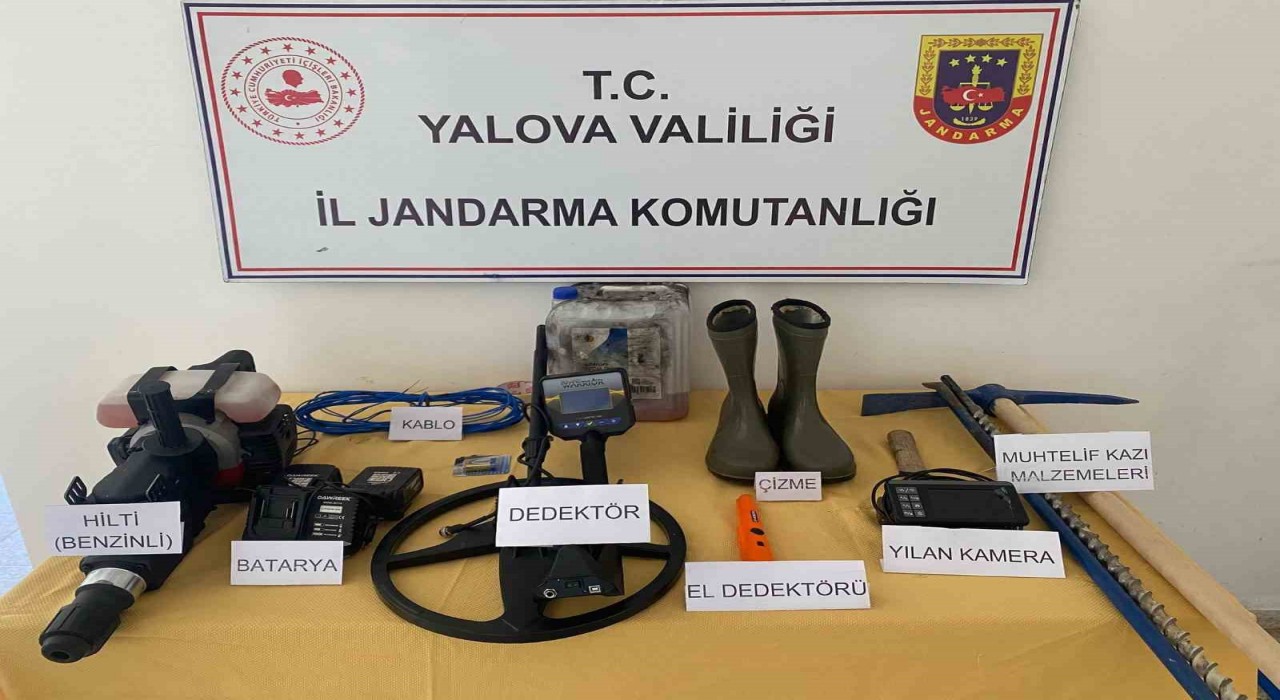 Yalovada kaçak kazı yapan 3 şüpheli gözaltına alındı