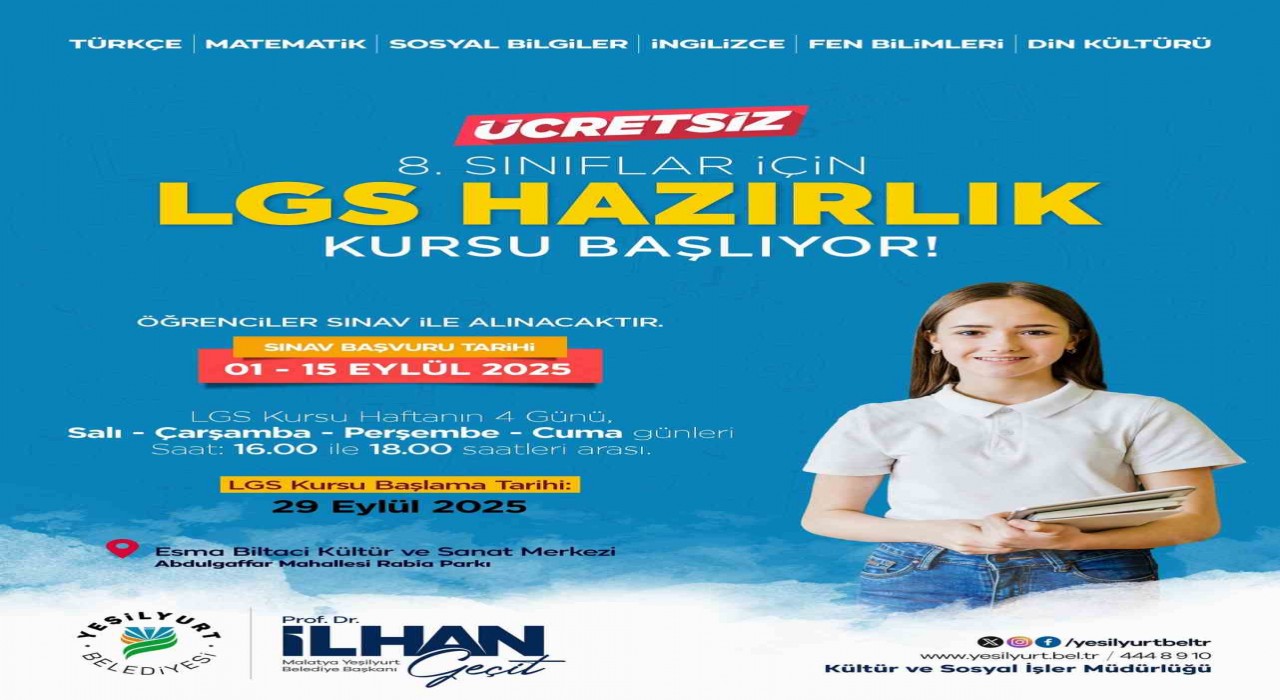 Yeşilyurt Belediyesinden ücretsiz LGS kursu