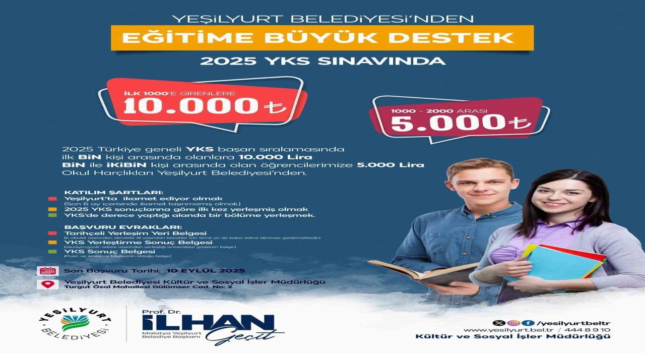 YKSde ilk 2 bine giren öğrencilere Yeşilyurttan nakdi ödül