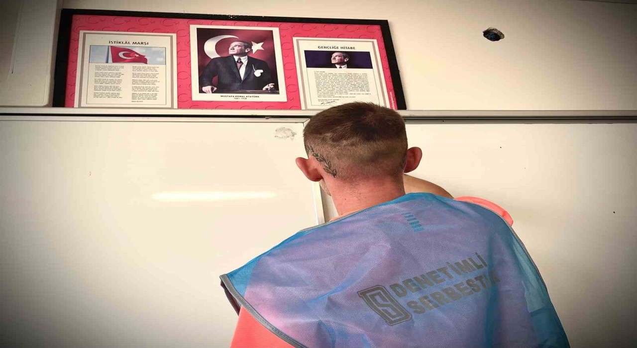 Yükümlülerden eğitime katkı: Okullar temizleniyor ve boyanıyor