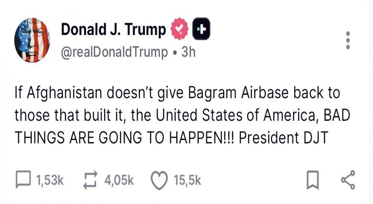 ABD Başkanı Trumptan Afganistana tehdit: Bagram Hava Üssünü bize geri vermezlerse kötü şeyler olacak