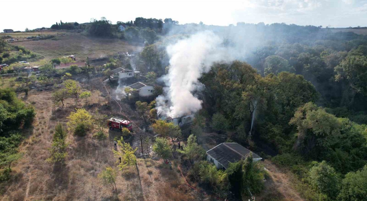 Arnavutköyde çayırlık alanda çıkan yangın evlere ve ormana sıçradı