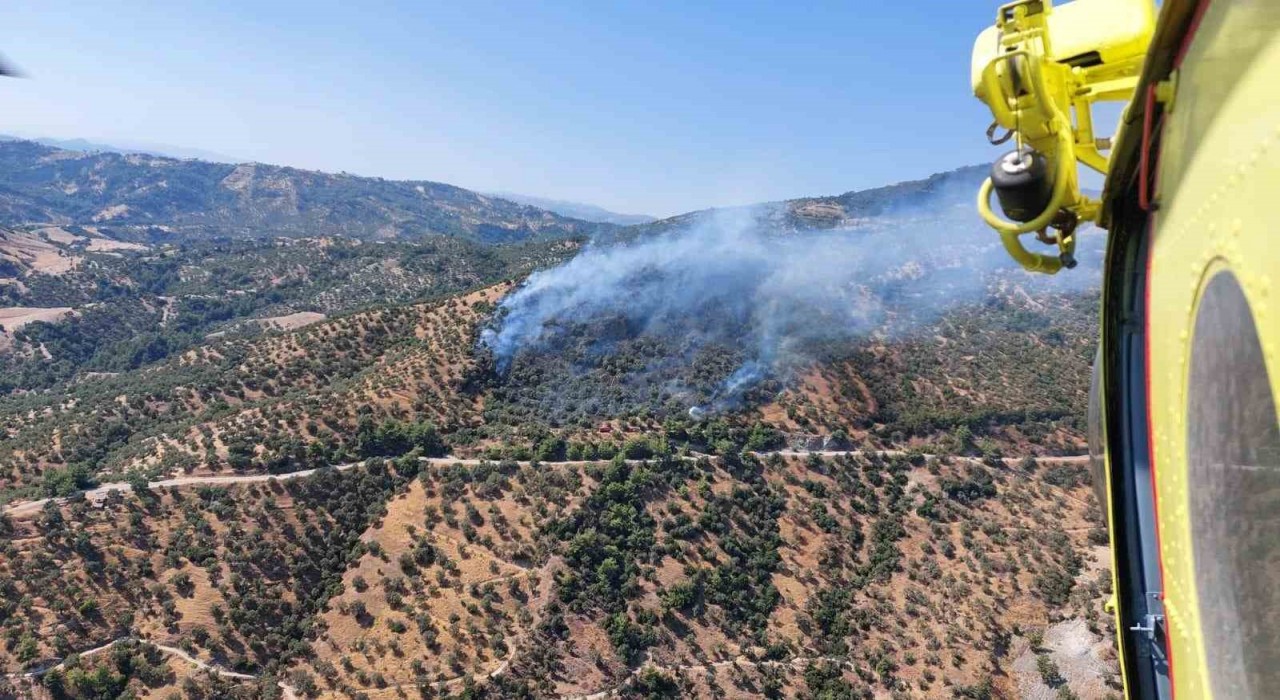 Aydındaki zirai alan yangınına havadan ve karadan müdahale sürüyor