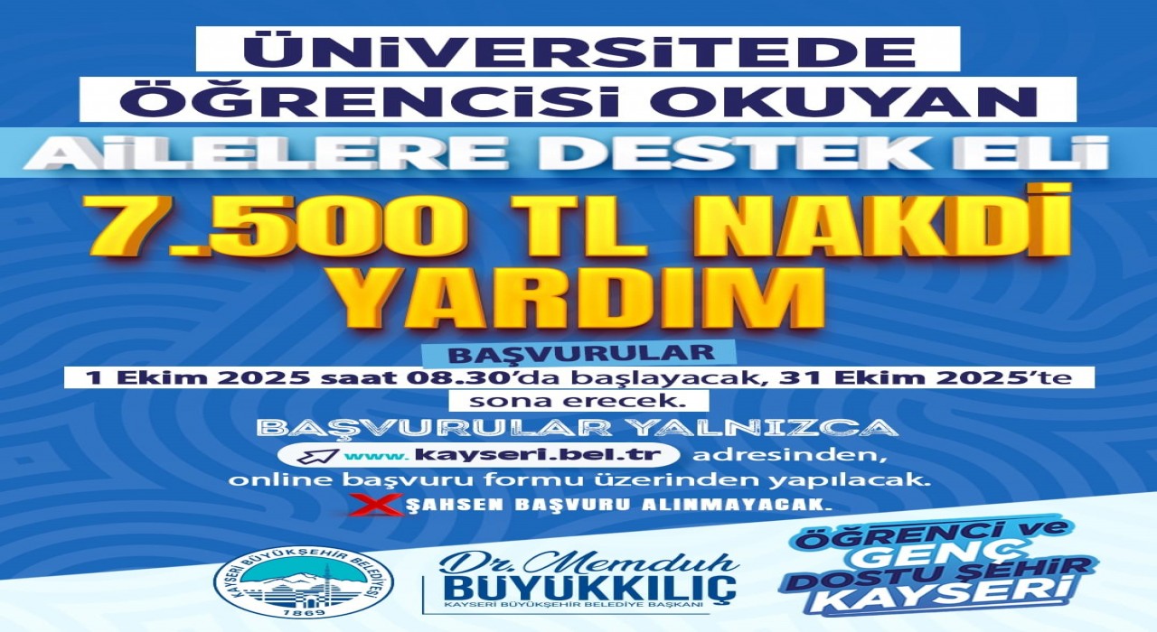 Başkan Büyükkılıçtan eğitime destek: 7 bin 500 TL nakdi yardım