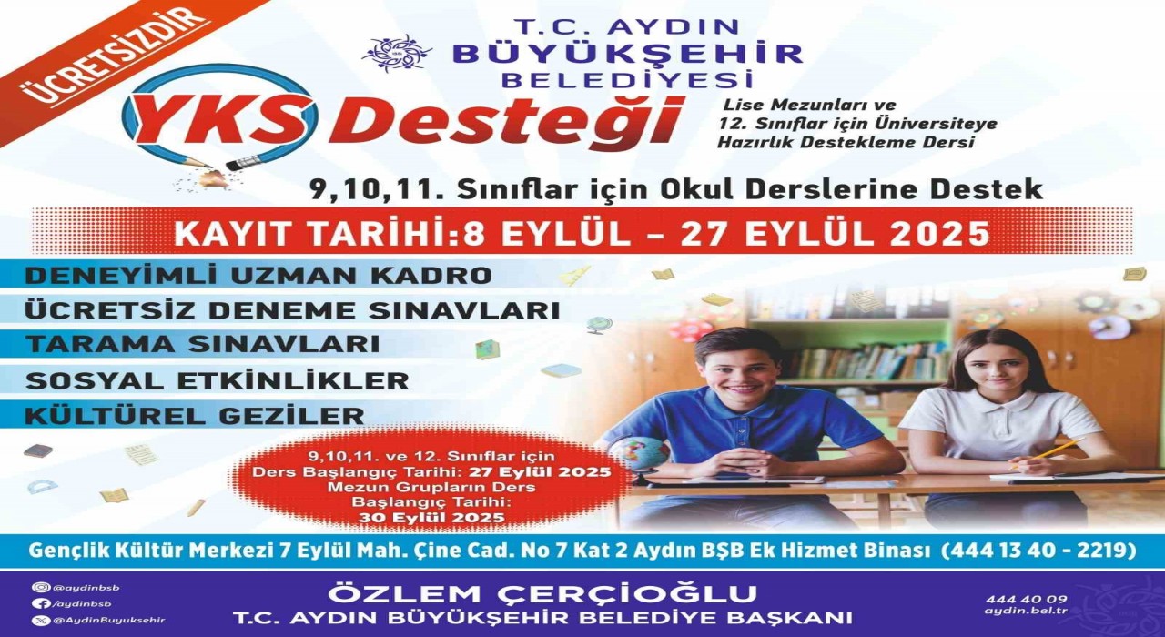 Başkan Çerçioğlundan üniversite adaylarına ücretsiz YKS desteği