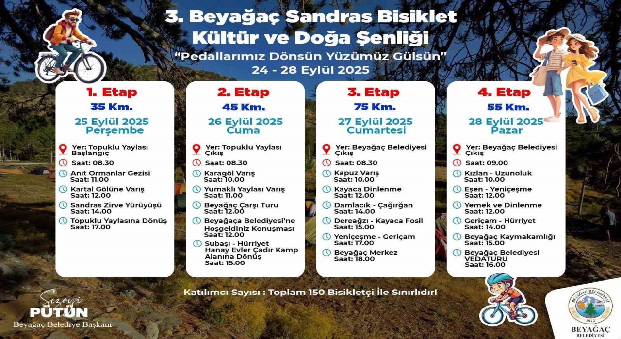 Beyağaç Sandras Dağı doğa tutkunlarını Bisiklet Kültür ve Doğa Şenliğinde ağırlayacak
