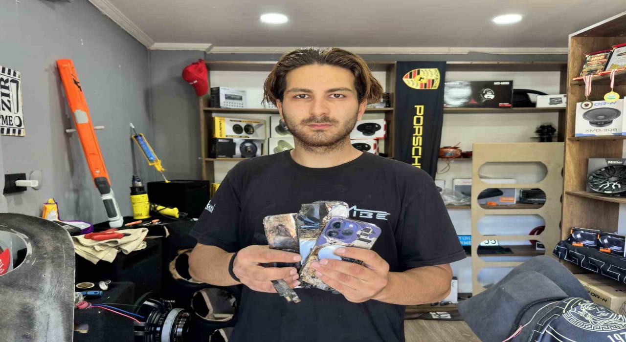 Binlerce liralık telefon bir anda alev aldı