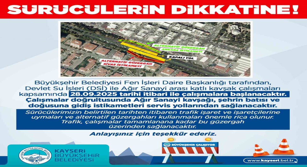 Büyükşehirden sürücülere alternatif yol uyarısı