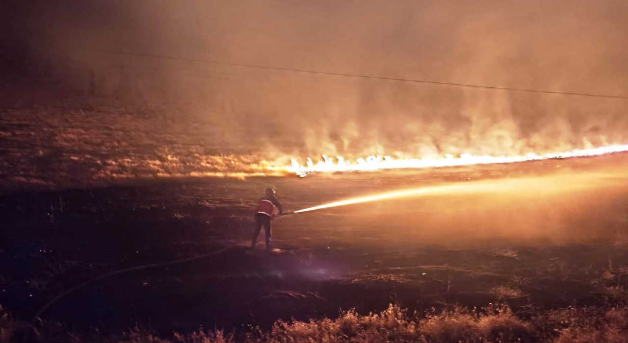 Çaldıranda anız yangını