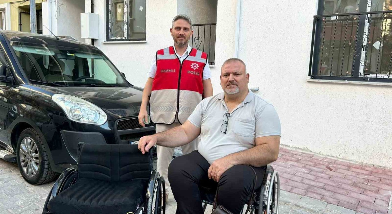 Çanakkalede milli sporcunun çalınan tekerlekli sandalyesini emniyet ekipleri buldu